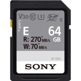 Karta pamięci SDXC UHS-II Sony 64 GB z serii SF-E, V30 Sony | Karta pamięci SDXC SF-E UHS-II | SFE64 | 64 GB | SDXC | Pamięć fla
