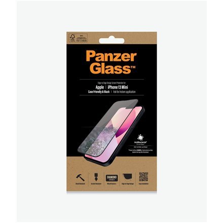 PanzerGlass | Ochraniacz ekranu - szkło | Apple iPhone 13 mini | Szkło | Czarny | Przezroczysty