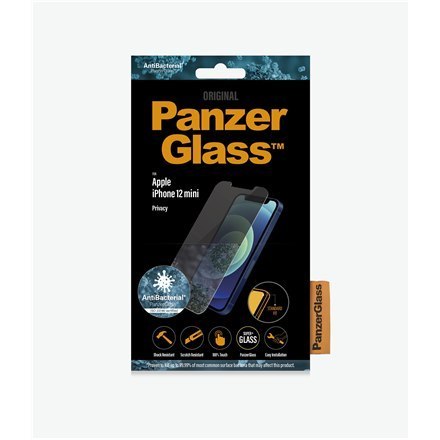 PanzerGlass | Ochraniacz ekranu - szkło - z filtrem prywatności | Apple iPhone 12 mini | Szkło hartowane | Czarny | Przezroczyst