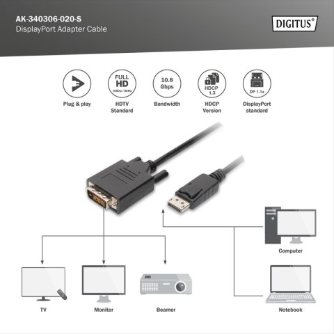 Kabel adaptera Digitus DisplayPort | AK-340306-020-S
