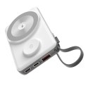 Power bank 10000mAh LED USB-C USB-A Lightning MagSafe Apple Watch - biały