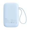 Power bank 10000mAh QPow 2 30W z wbudowanymi kablami USB-C - niebieski