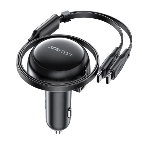 Ładowarka samochodowa B13 53W USB-A + 2 kable rozwijane USB-C - czarna