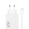 Ładowarka sieciowa Xiaomi 67W 6.2A USB-A z kablem USB-C - biała