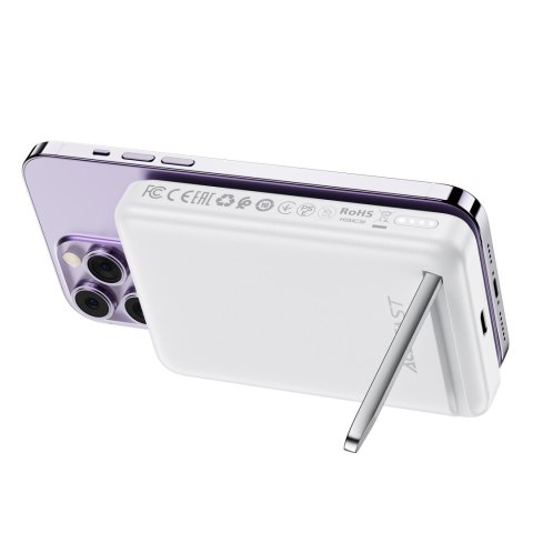 Powerbank 10000mAh indukcyjny magnetyczny z opcją podstawki PD 20W + kabel - biały