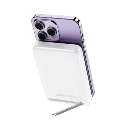 Powerbank 10000mAh indukcyjny magnetyczny z opcją podstawki PD 20W + kabel - biały