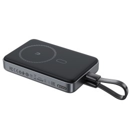 Powerbank magnetyczny 10000mAh indukcyjny 2x USB-C PD 30W + kabel USB-C - czarny
