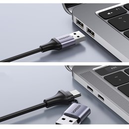 Adapter przejściówka HDMI (żeński) - USB-A / USB-C (męski) - szary