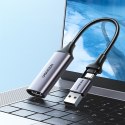 Adapter przejściówka HDMI (żeński) - USB-A / USB-C (męski) - szary