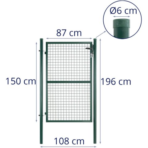 Brama furtka wejściowa ogrodowa ze stali 107.5 x 196 cm