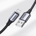 Kabel przewód w oplocie USB-A - iPhone Lightning MFi 2m - czarny