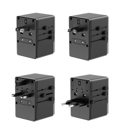 Ładowarka adapter podróżny GAN PRO 3 65W EU / US / JP / AUS / UK 2x USB-C 2x USB-A - czarny