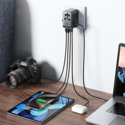 Ładowarka adapter podróżny uniwersalny 65W EU / US / JP / AU / UK / CN - czarny