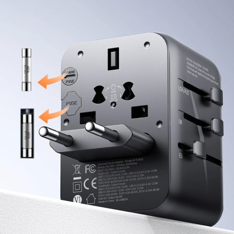 Ładowarka adapter podróżny uniwersalny 65W EU / US / JP / AU / UK / CN - czarny