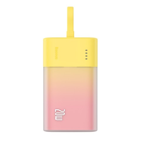 Powerbank Popsicle 5200mAh 20W z kablem Lightning 60W/20V/3A/30cm - zółto-różowy