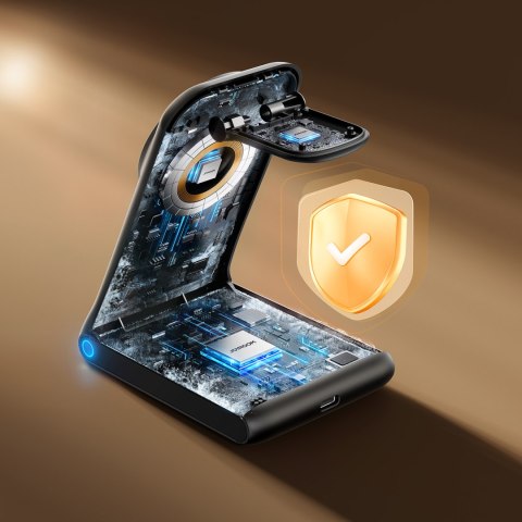 3w1 Ładowarka bezprzewodowa stacja ładująca z MagSafe - czarna