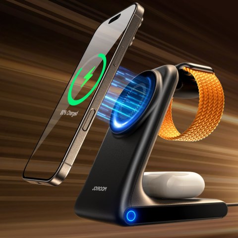 3w1 Ładowarka bezprzewodowa stacja ładująca z MagSafe - czarna