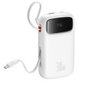 Powerbank QPow 2 20000mAh 30W z 2 wbudowanymi kablami USB-C - biały