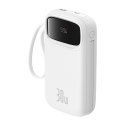 Powerbank QPow 2 20000mAh 30W z 2 wbudowanymi kablami USB-C - biały