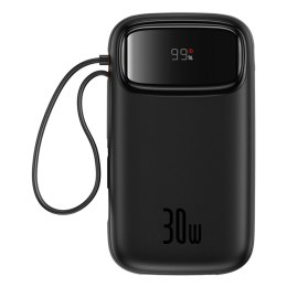 Powerbank QPow 2 20000mAh 30W z 2 wbudowanymi kablami USB-C - czarny