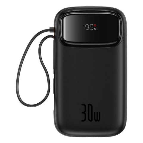 Powerbank QPow 2 20000mAh 30W z 2 wbudowanymi kablami USB-C - czarny