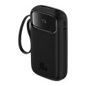 Powerbank QPow 2 20000mAh 30W z 2 wbudowanymi kablami USB-C - czarny