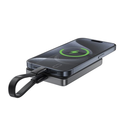 Powerbank magnetyczny 10000mAh PD20W MagSafe ultra cienki - czarny
