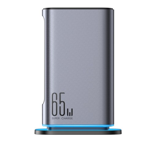 Stacja ładowania ładowarka wieloportowa GaN 65W EU 4x USB-C i 2x USB-A - ciemnoszara