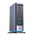 Stacja ładowania ładowarka wieloportowa GaN 65W EU 4x USB-C i 2x USB-A - ciemnoszara