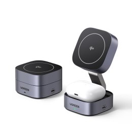 3w1 Ładowarka indukcyjna MagSafe Qi2 USB-C do telefonu słuchawek - czarna