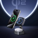3w1 Ładowarka indukcyjna MagSafe Qi2 USB-C do telefonu słuchawek - czarna