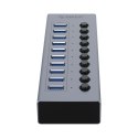 Hub BT2U3-10AB z włącznikami 10x USB-A - szary