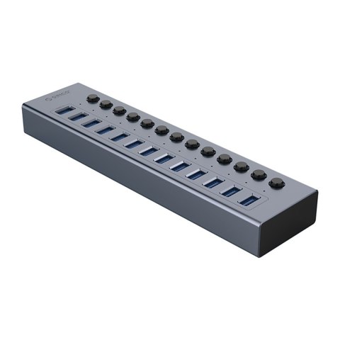 Hub BT2U3-13AB z włącznikami 13x USB-A - szary