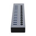 Hub BT2U3-13AB z włącznikami 13x USB-A - szary