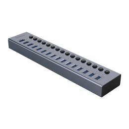 Hub BT2U3-16AB z włącznikami 16x USB-A - szary