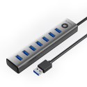 Hub CL7U-U3 rozdzielacz 7x USB-A USB-C 5V 3A 1m - szary