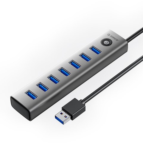 Hub CL7U-U3 rozdzielacz 7x USB-A USB-C 5V 3A 1m - szary