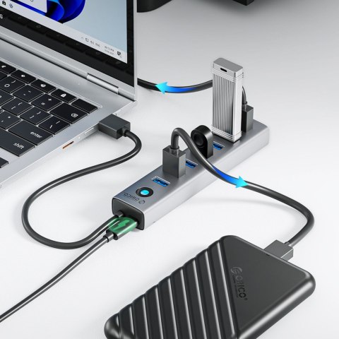 Hub CL7U-U3 rozdzielacz 7x USB-A USB-C 5V 3A 1m - szary