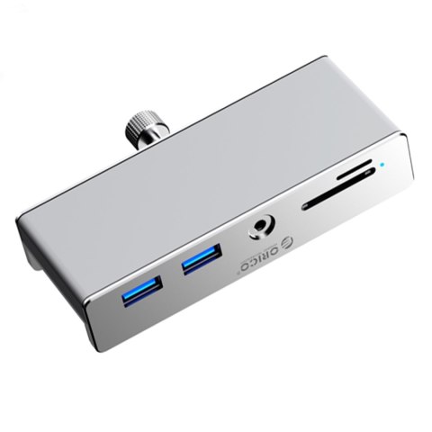 Hub MH5PMM montowany na zacisk USB-C / USB-A SD TF 3.5mm Audio - srebrny