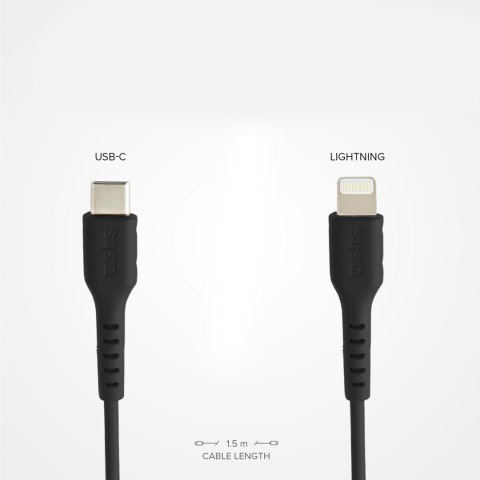 Kabel przewód USB-C - iPhone Lightning 1m - czarny