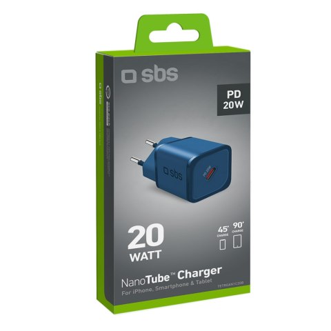 Ładowarka sieciowa GaN z Power Delivery 20W - niebieska