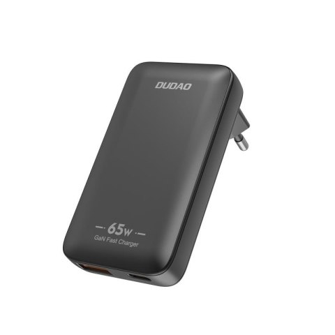 Ładowarka sieciowa podróżna ultracienka GaN 65W USB-A USB-C PD EU / US - czarna