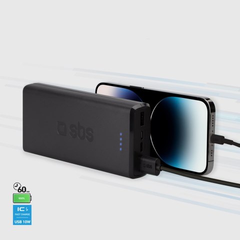 Powerbank 20000 mAh USB-A USB-C - czarny