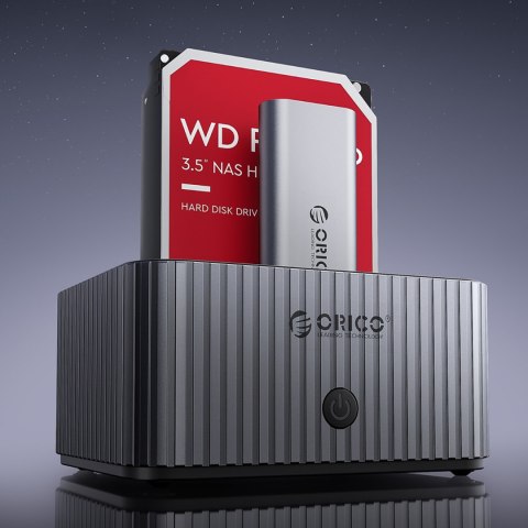 Stacja dokująca IT28E-C z funkcją klonowania na 2 dyski M.2 NVME 2.5'' / 3.5 HDD / 2.5'' SSD - szara