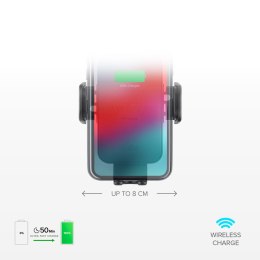 Uchwyt samochodowy na smartfona z ładowarką bezprzewodową na kratkę nawiewu - czarny