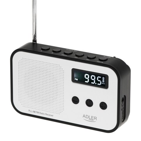 Adler | Digital radio PLL AM/FM | AD 1907 | Alarm function | White/Black