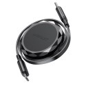 Kabel przewód USB-C - USB-C zwijany z organizerem 60W - czarny