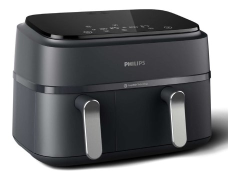 Philips Airfryer z podwójnym koszem | NA351/00 Seria 3000 | Moc 2750 W | Pojemność 9 l | Technologia Rapid Air | Czarny