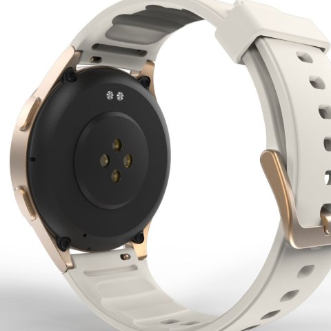 Smartwatch Hama 8900 GPS AMOLED 1.32'' z beżowym paskiem silikonowym - złoty