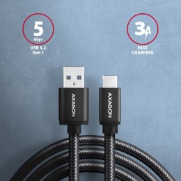 AXAGON BUCM3-AM15AB SPEED cable USB-C USB-A, 1.5m, USB 3.2 Gen 1, 3A, ALU, braid